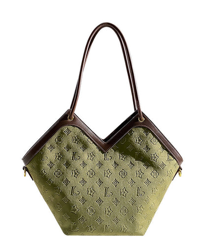 Boutique Green Calf Leather Embossed Shoulder Bag
