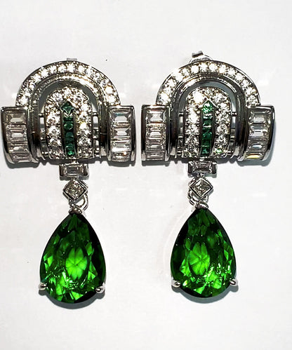 Boutique Green Copper Alloy Zircon Water Droplet Drop Earrings