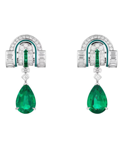 Boutique Green Copper Alloy Zircon Water Droplet Drop Earrings
