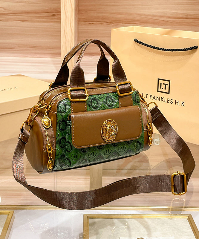 Bolso tote Boutique de piel de becerro verde sólida y duradera