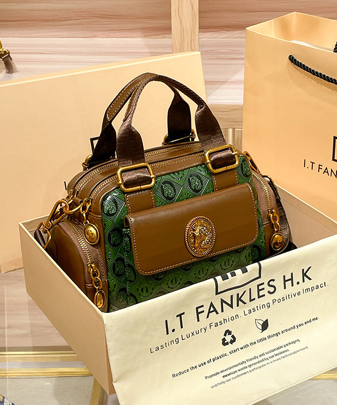 Bolso tote Boutique de piel de becerro verde sólida y duradera