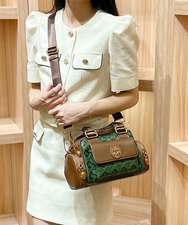 Bolso tote Boutique de piel de becerro verde sólida y duradera