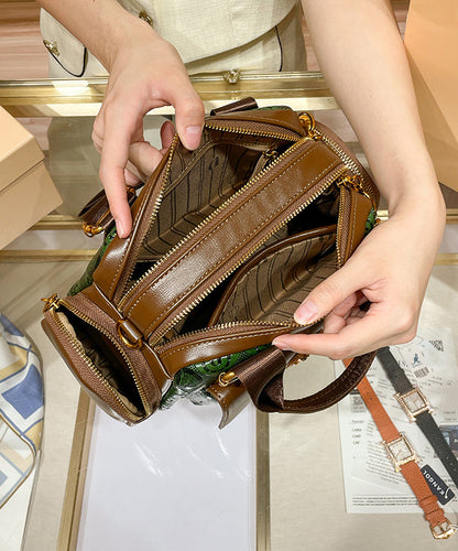 Bolso tote Boutique de piel de becerro verde sólida y duradera