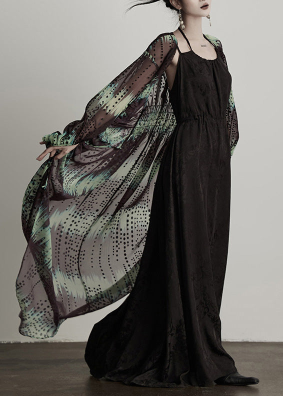 Boutique Grüne Seidenstrickjacken mit V-Ausschnitt und Nagelperlen für den Frühling