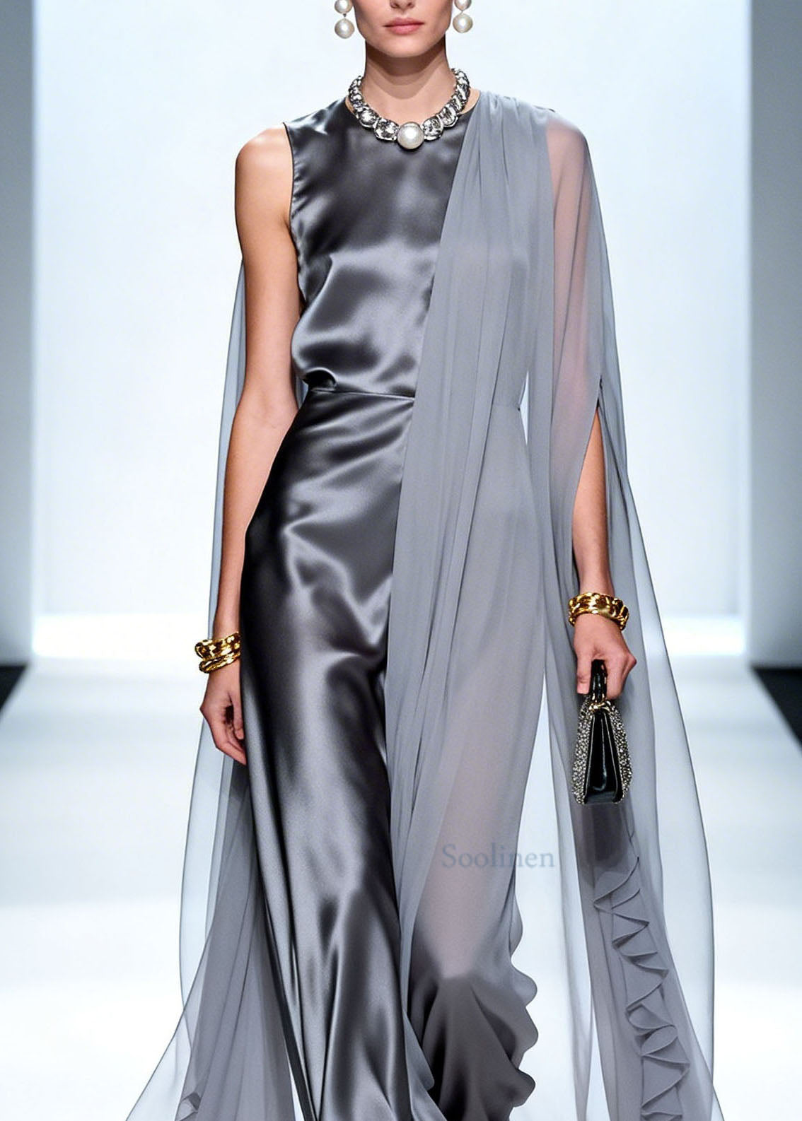 Boutique Grey Asymmetrical Design Patchwork Chiffon Dresses Summer