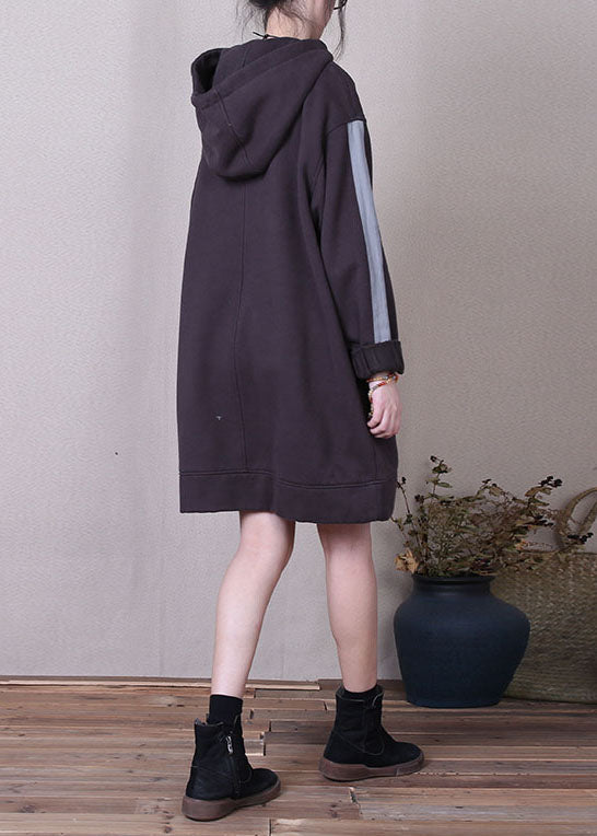 Boutique Grau Kapuzen Patchwork Warm Fleece Sweatshirt Winter