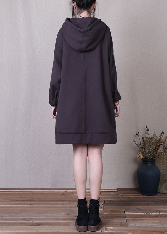 Boutique Grau Kapuzen Patchwork Warm Fleece Sweatshirt Winter