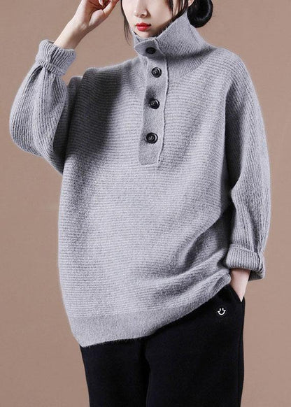 Boutique Grey Knit Casual Fall Sweater - SooLinen