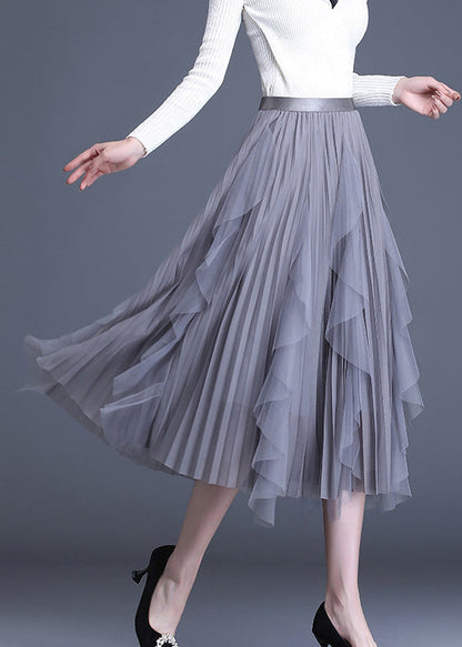 Boutique Grau Patchwork-Design Asymmetrische Herbströcke