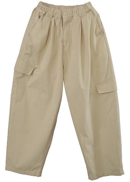 Boutique Khaki Button Harem Pants Summer - SooLinen