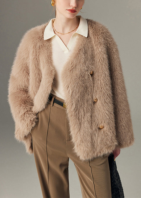 Boutique Khaki Doppelreiher Warme Kunstfuchspelzmäntel Winter