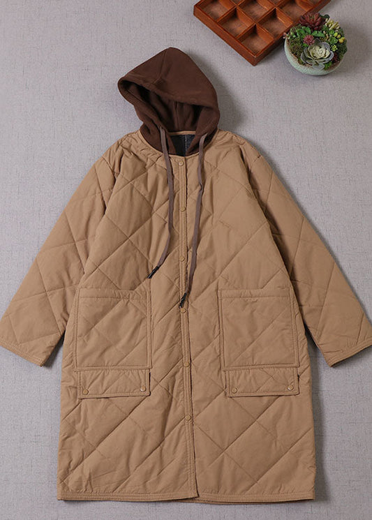 Boutique Khaki Kapuzen Patchwork Feine Baumwolle gefüllt Parka Winter