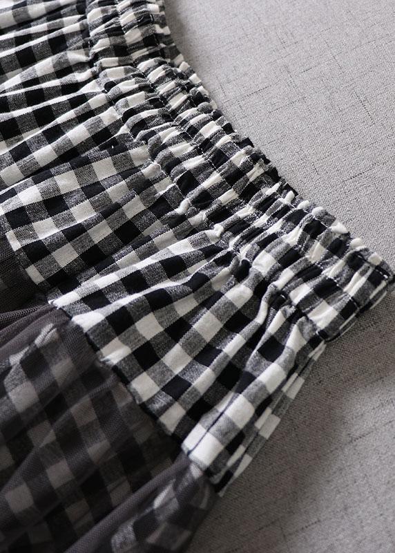 Boutique Khaki Plaid Tulle Patchwork Fall Floral Skirts - SooLinen