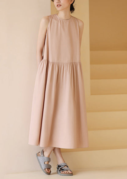 Boutique Light Pink O-Neck Lace Up Holiday Dress Sleeveless