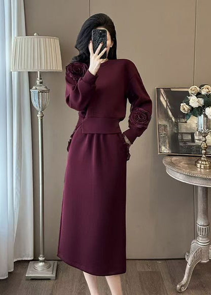 Boutique Mulberry O Neck Floral Cotton Two Piece Set Spring