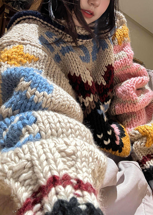 Jersey de punto jacquard con cuello redondo de boutique para primavera