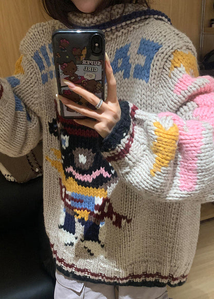 Jersey de punto jacquard con cuello redondo de boutique para primavera