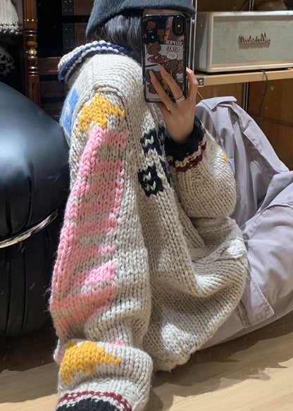 Jersey de punto jacquard con cuello redondo de boutique para primavera