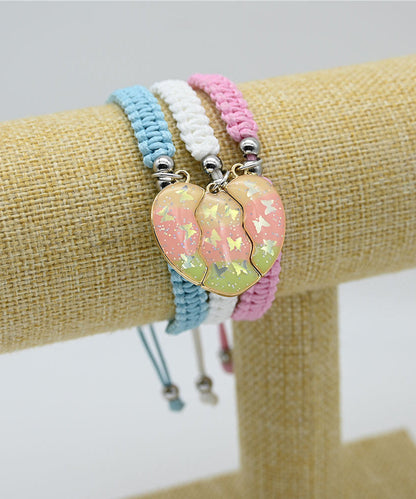 Boutique Orange Alloy Weave Tassel Best Friend Set Charm Bracelet