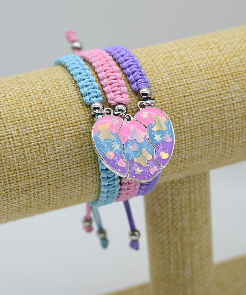 Boutique Orange Alloy Weave Tassel Best Friend Set Charm Bracelet