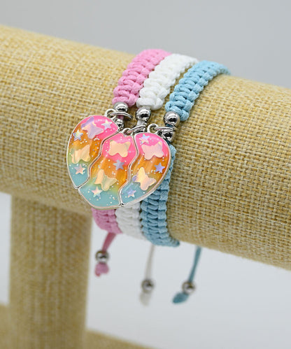 Boutique Orange Alloy Weave Tassel Best Friend Set Charm Bracelet