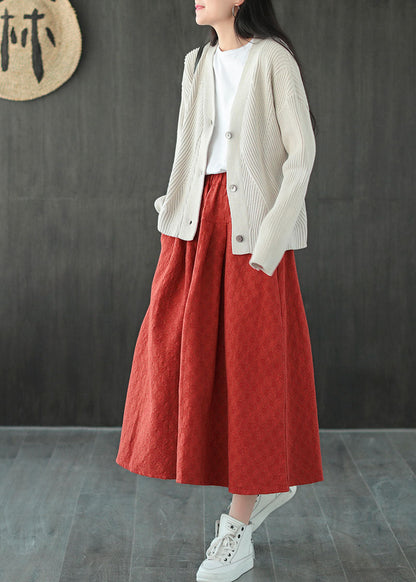 Boutique Orange rot elastische taille A Linie Röcke Frühling