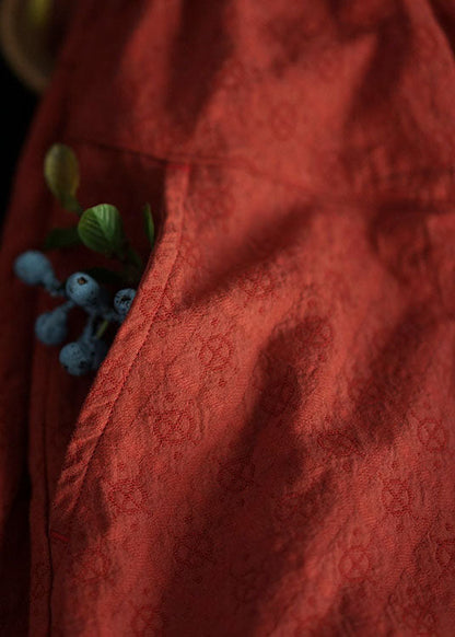 Boutique Orange rot elastische taille A Linie Röcke Frühling