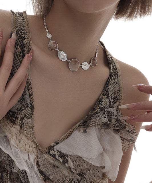 Collar de clavícula de plata con diseño original de boutique y patchwork