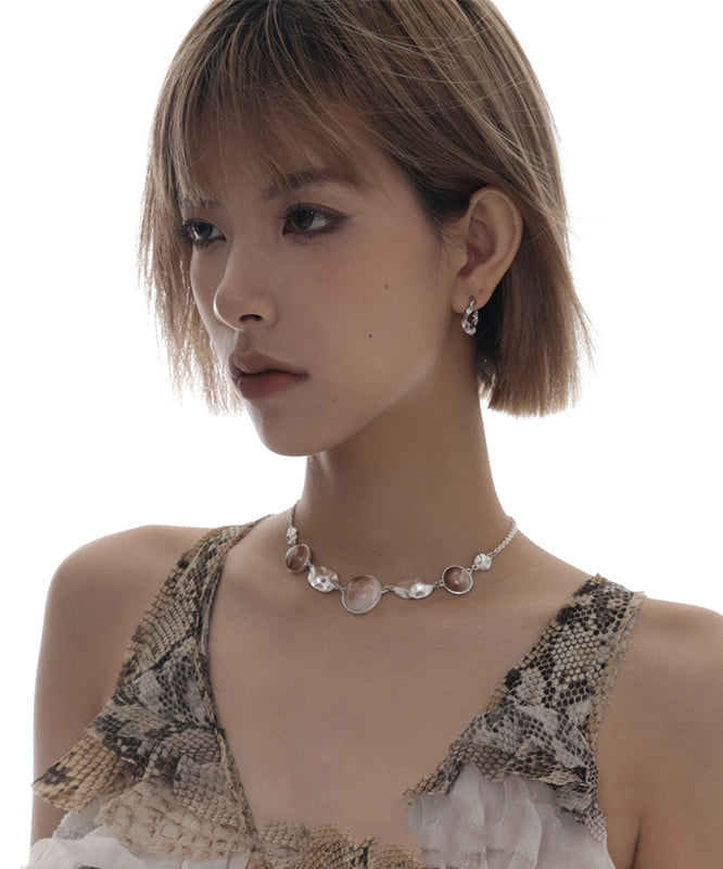 Collar de clavícula de plata con diseño original de boutique y patchwork