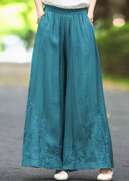 Boutique-Seidenhose in Rosa mit bestickten Taschen und elastischem Bund für den Herbst