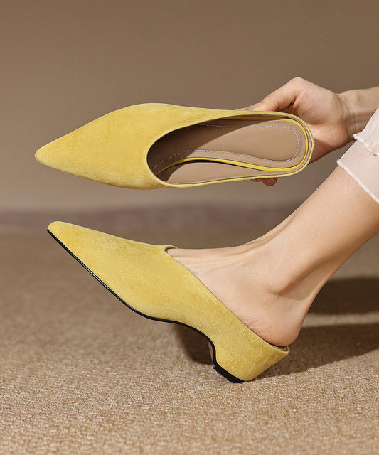 Boutique Pointed Toe Chunky Yellow Sheepskin