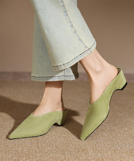 Boutique Pointed Toe Chunky Yellow Sheepskin
