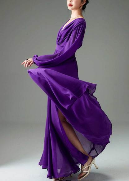 Boutique Purple Backless Side Open Maxi Dresses Fall