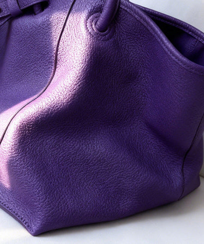 Boutique Purple Large Capacity Calf Leather Tote Bag