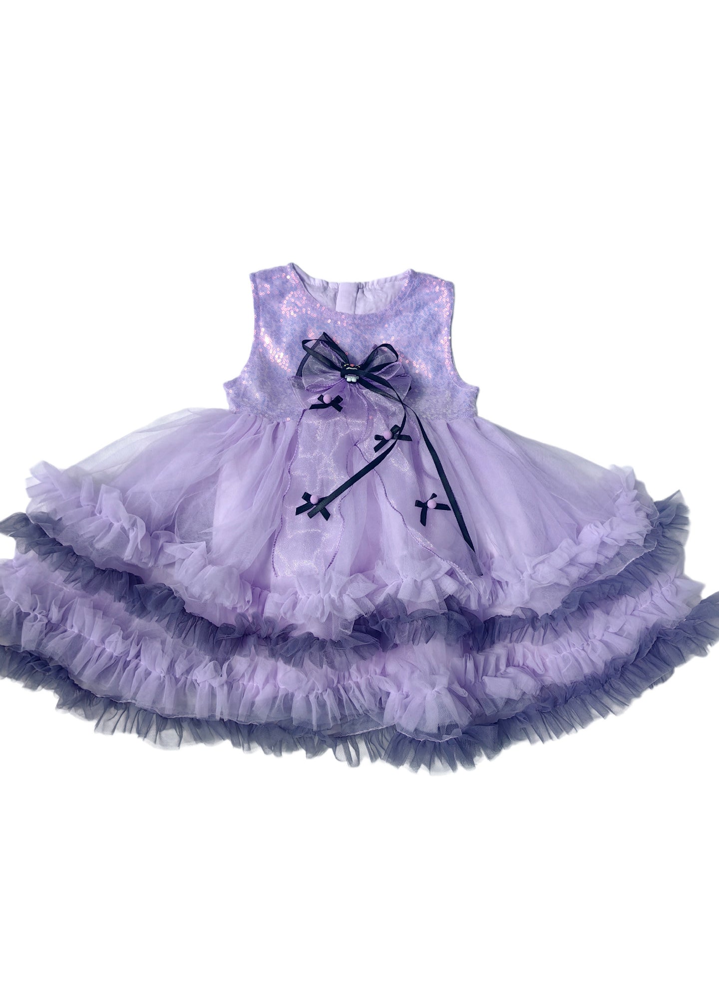 Boutique Purple Sequins Tulle Kids Girls Kuromi Dresses Summer