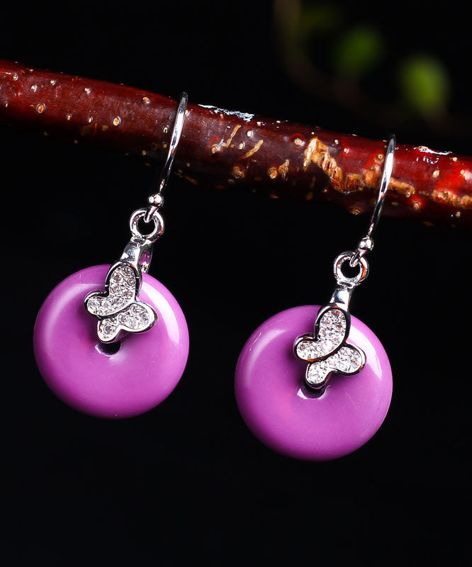 Pendientes colgantes con hebilla de ping de mica y plata esterlina morada de Boutique