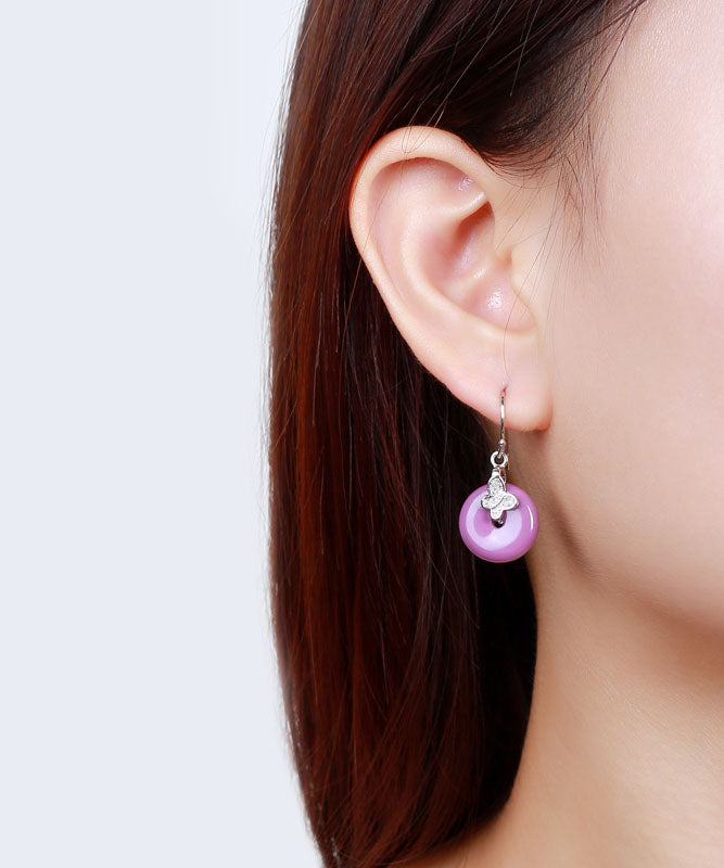 Pendientes colgantes con hebilla de ping de mica y plata esterlina morada de Boutique