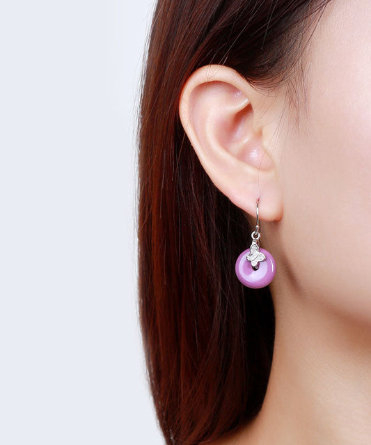 Pendientes colgantes con hebilla de ping de mica y plata esterlina morada de Boutique