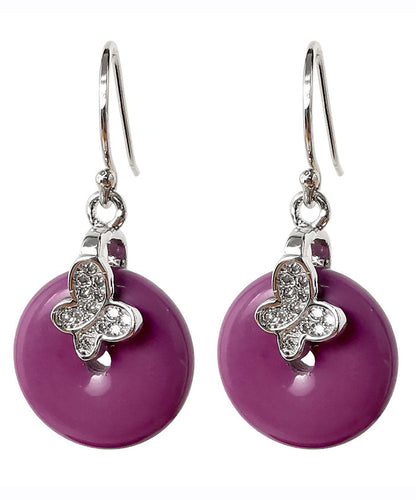 Pendientes colgantes con hebilla de ping de mica y plata esterlina morada de Boutique