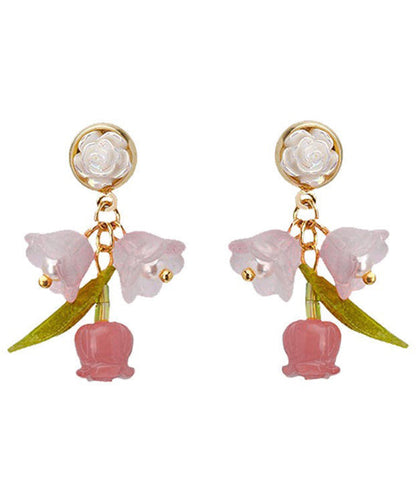 Boutique Rainbow Alloy Resin Camellia Drop Earrings
