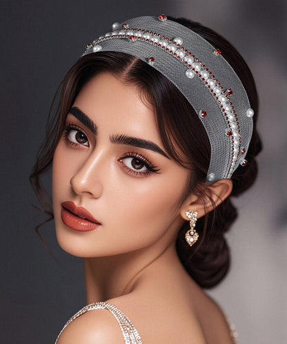 Boutique Red Acrylic Zircon Hollow Out HairPiece