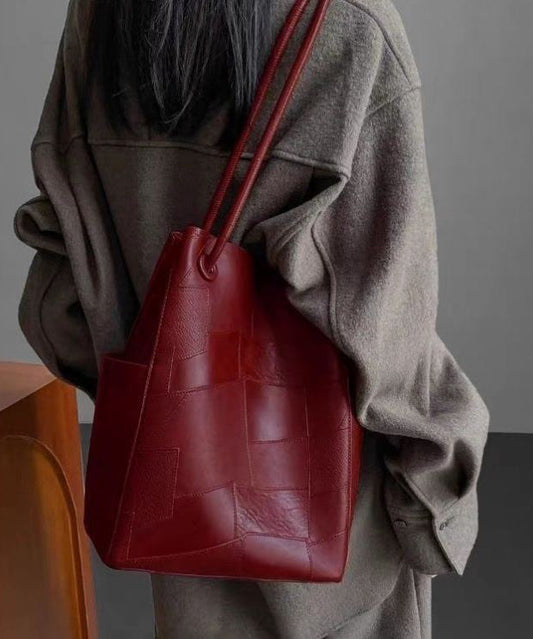 Bolso de hombro de piel sintética rojo de gran capacidad de Boutique