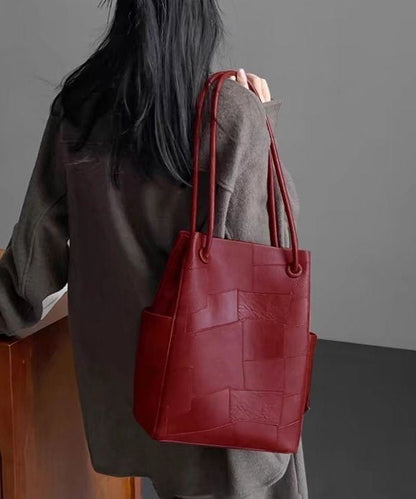 Bolso de hombro de piel sintética rojo de gran capacidad de Boutique
