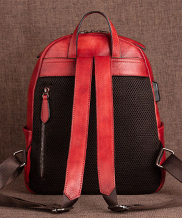 Boutique Red Lotus Paitings Kalbsleder Rucksack Tasche