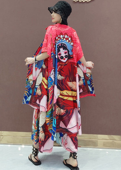 Boutique Rot Peter Pan Kragen Print Zweiteiliges Set Kurzarm