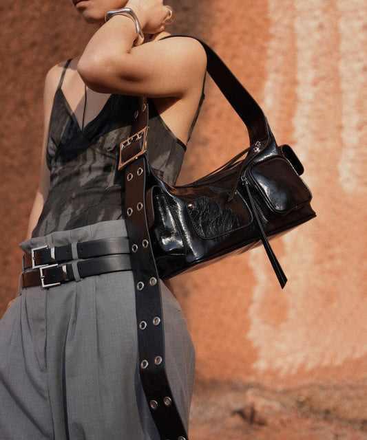 Boutique Red Pockets Durable Calf Leather Hobo Bag