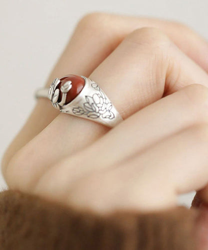 Boutique-Ringe aus rotem Sterlingsilber mit Achat