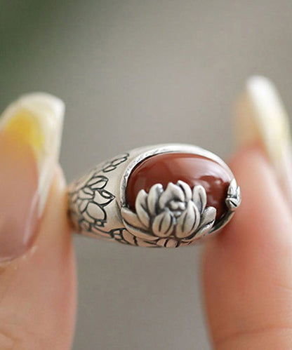 Boutique-Ringe aus rotem Sterlingsilber mit Achat