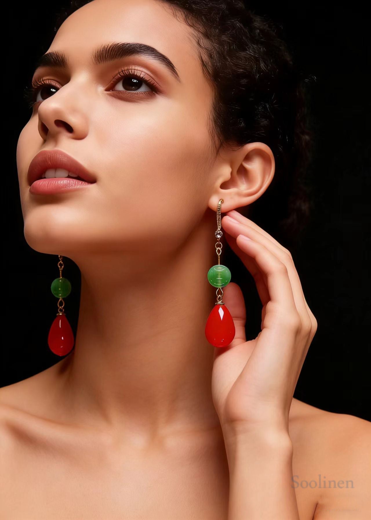 Boutique Red Water Droplet Coral Fine Jade Drop Earrings