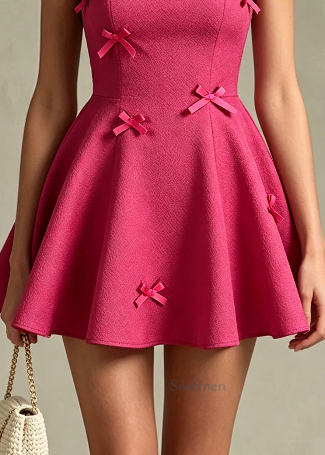 Boutique Rose Bow Silm Fit Cotton Tea Dress Summer